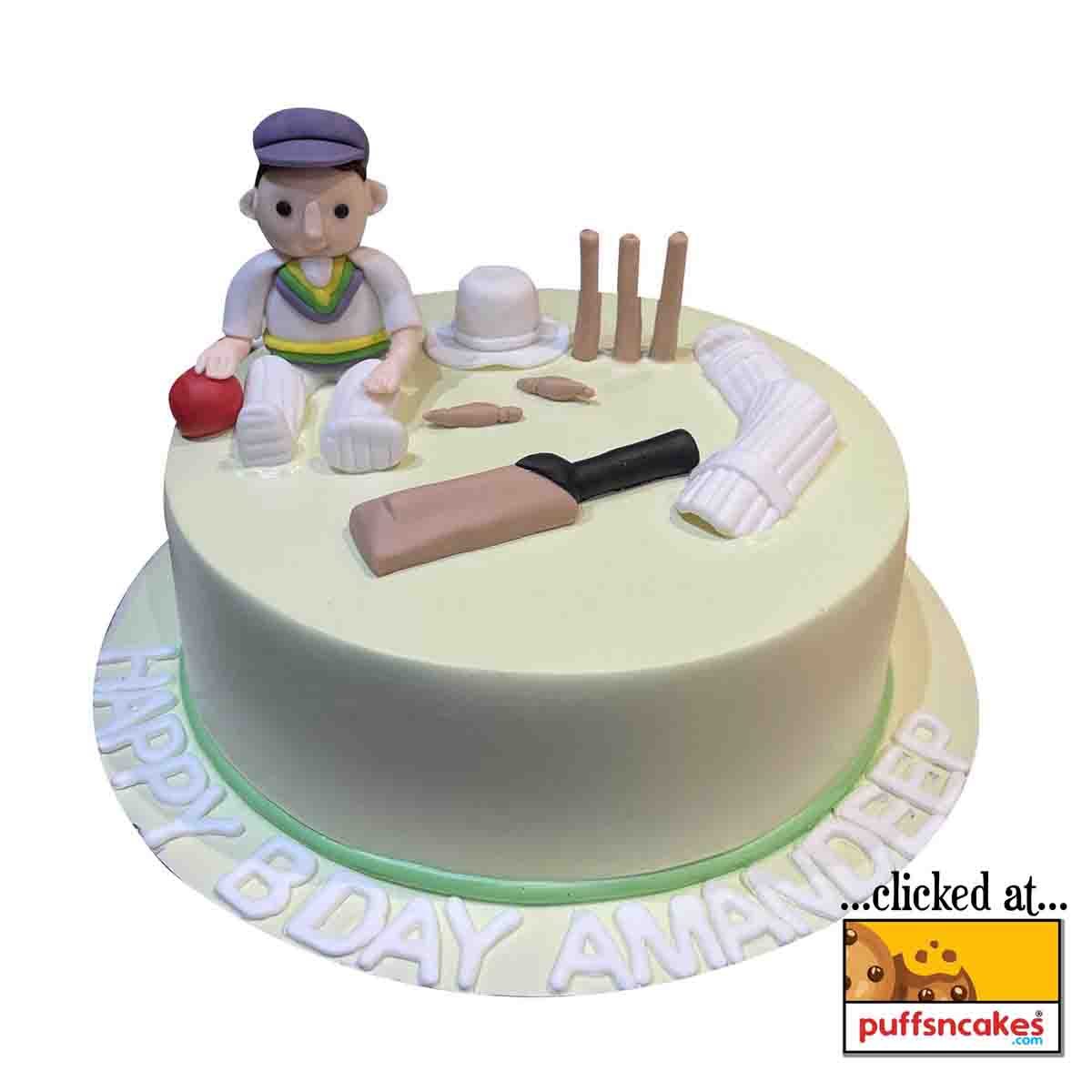 (1447) Cricket Sports Theme Semi Fondant Cake